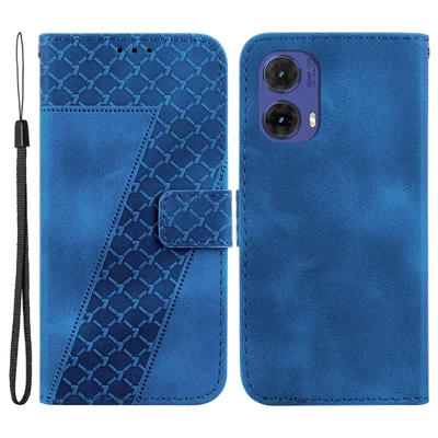 For Motorola Moto G85 5G / S50 Neo 5G Phone Stand Case PU Leather Wallet Phone Cover with Imprinted 7-Shape Pattern - Dark Blue