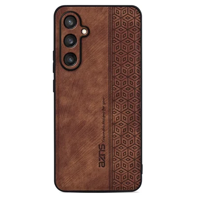 AZNS For Samsung Galaxy S24 FE Shockproof Case Anti-Drop PU Leather+TPU Phone Cover - Brown