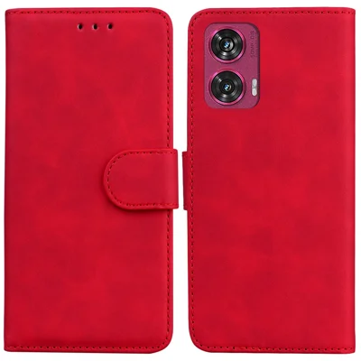 For Motorola Edge 50 Fusion 5G Phone Case Anti-Scratch PU Leather Stand Cover - Red