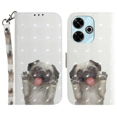 For Xiaomi Redmi 13 5G / 13 4G / Poco M6 4G Case Stylish Pattern Leather Wallet Stand Phone Cover - Pug