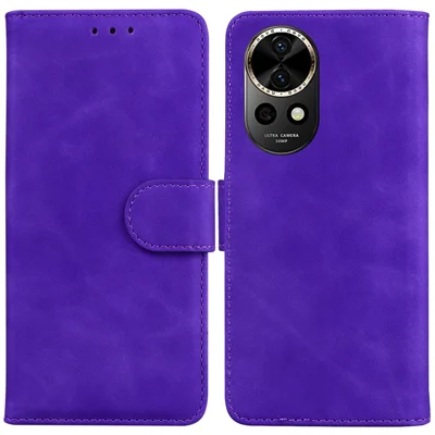 For Huawei nova 12 5G Case Solid Color PU Leather Stand Phone Cover - Purple