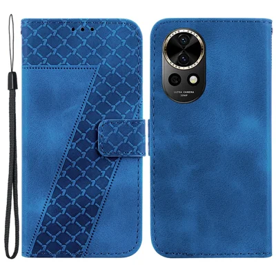 For Huawei nova 12 5G Wallet Case 7-Shaped Pattern Leather Phone Cover - Dark Blue