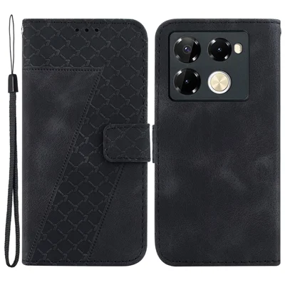 For Infinix Note 40 Pro+ / Note 40 Pro 5G Cell Phone Case 7-Shaped Pattern PU Leather Cover - Black