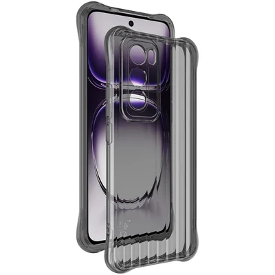 IMAK For Oppo Reno12 Pro 5G (Global) Case Anti-Drop TPU Phone Cover Corrugated Texture - Transparent Black