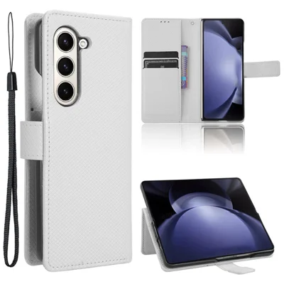 Fodral för Samsung Galaxy Z Fold6 5G PU-läder+PC mobilhölse med plånbok - Vit