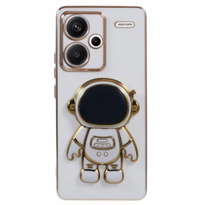 For Xiaomi Redmi Note 13 Pro+ 5G Case Astronaut Kickstand Design TPU Phone Cover Precise Cutout - White