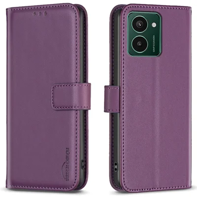 BINFEN COLOR BF17 Voor HMD Pulse Pro Hoesje PU Leren Wallet Flip Telefoonhoes - Donkerpaars