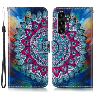 For Samsung Galaxy S24 FE Wallet Case Leather Pattern Printed Phone Cover - Mandala Flower