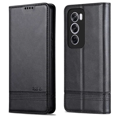 AZNS For Oppo Reno12 Pro 5G (Global) Case Cowhide Texture PU Leather Phone Shell - Black