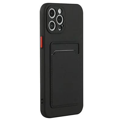 For iPhone 14 Pro Max Case Card Slot Anti-Scratch TPU Phone Cover - Black