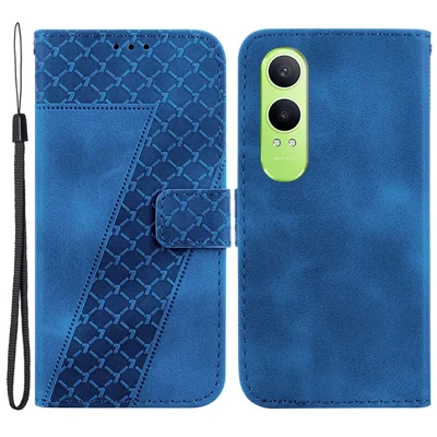 For OnePlus Nord CE4 Lite 5G / Oppo K12x 5G (China) Case 7-Shaped Pattern Leather Shockproof Phone Cover - Blue