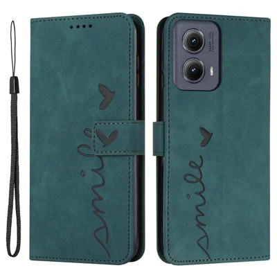 For Motorola Edge (2024) 5G Phone Case Wallet Imprinted PU Leather Phone Stand Cover - Green