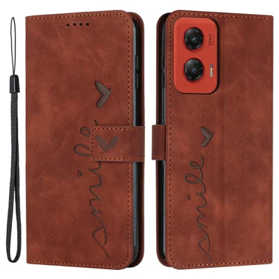 For Motorola Moto G Stylus 5G (2024) Phone Case Wallet Imprinted PU Leather Phone Stand Cover - Brown