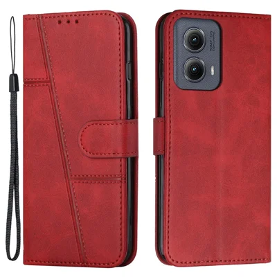 For Motorola Edge (2024) 5G Case Wallet PU Leather Phone Stand Cover - Red