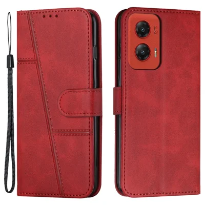 For Motorola Moto G Stylus 5G (2024) Case Wallet PU Leather Phone Stand Cover - Red