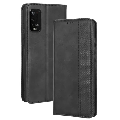 Для Wiko Power U10 / Power U20 винтажный кожаный бумажник Чехол с гравированным мозаичным рисунком, откидной подставкой, магнитной автоматической застежкой, откидной обложкой - черный