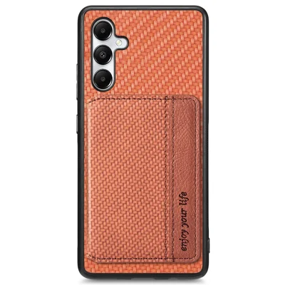 For Samsung Galaxy A05s 4G Case Card Slots Leather Coated PC+TPU Phone Cover - Brown