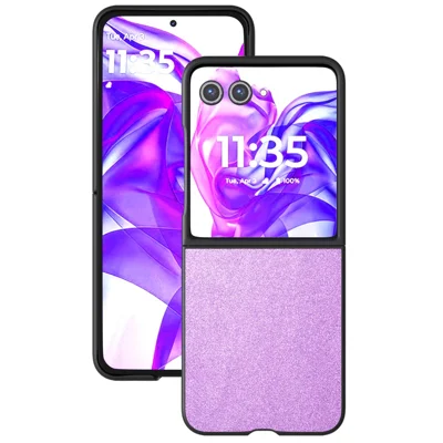 ABEEL For Motorola Razr 70 / 60 / 50 5G / Razr 2026 / 2025 / 2024 Case Glitter PU Leather+PC Phone Cover - Purple