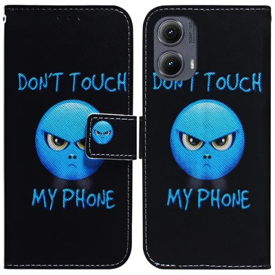 For Motorola Edge (2024) 5G Wallet Case Pattern Print Leather Phone Cover - Don't Touch My Phone