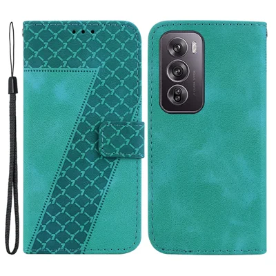 غطاء لهاتف Oppo Reno12 Pro 5G (عالمي) من الجلد مع تصميم مطبوع على شكل الرقم 7 - أخضر