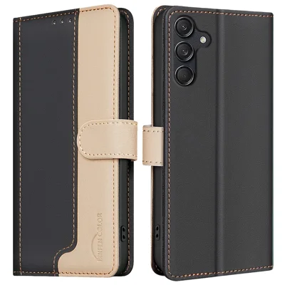 BINFEN COLOR BF33 For Samsung Galaxy S25 / S24 Case RFID Blocking Leather Wallet Phone Cover - Black