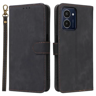 Voor HMD Pulse / Pulse Pro / Pulse+ Lederen Hoesje met RFID-blokkering Portemonnee Telefoonhoes met Bandje - Zwart