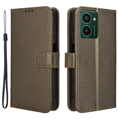 Voor HMD Pulse / Pulse Pro / Pulse+ hoesje PU-leer Diamantstructuur Beschermhoes voor telefoon - Bruin