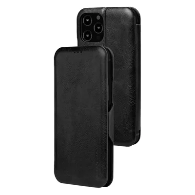 VIETAO For iPhone 13 Pro 6.1 inch Phone Case Anti-Fall Shockproof Case PU Leather Phone Cover with Stand / Card Holder - Black