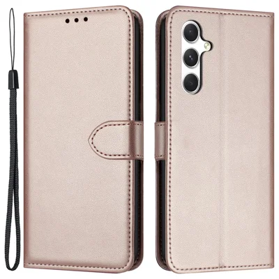For Samsung Galaxy A24 4G (162.1 X 77.6 X 8.3mm) Case Stand Leather Wallet Phone Cover - Rose Gold