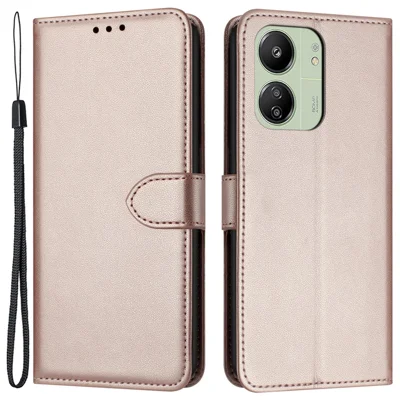 For Xiaomi Redmi 13C 4G / 5G / 13R 5G / Poco M6 5G / Poco C65 4G Wallet Phone Case Leather Stand Cover - Rose Gold