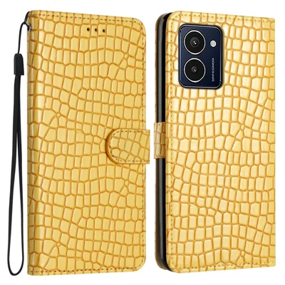 Voor HMD Pulse Pro Hoesje Stand PU Leren Telefoonhoesje Klassiek Krokodillenpatroon - Geel