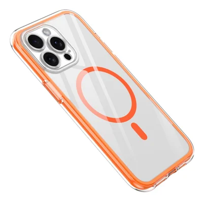 Y1 Series For iPhone 14 Pro Max Clear Case Compatible with MagSafe PC+TPU Phone Cover - Orange
