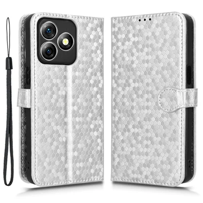 Til Ulefone Note 18 Ultra Wallet Case med prikdesign, indpræget PU-læder telefonbeskyttelsesdæksel - Sølv