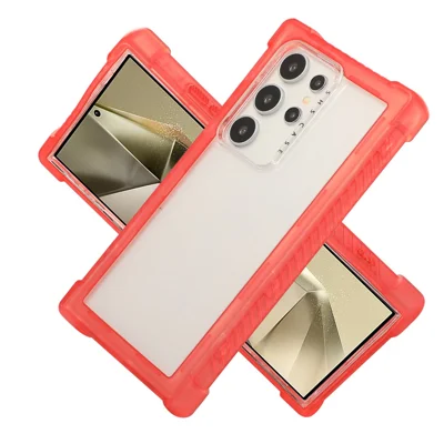 For Samsung Galaxy S24 Ultra Case TPU+PC 3-in-1 Protective Matte Phone Cover - Orange