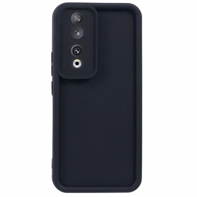 For Honor 90 Skærm Beskyttende Præcise Linsesnit Tykket Anti-drop Matt TPU Telefondæksel - Sort