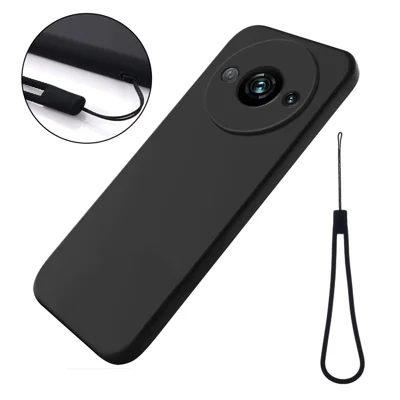 For Xiaomi Redmi A3x 4G Case Liquid Silicone Phone Cover with Wrist Strap - Black