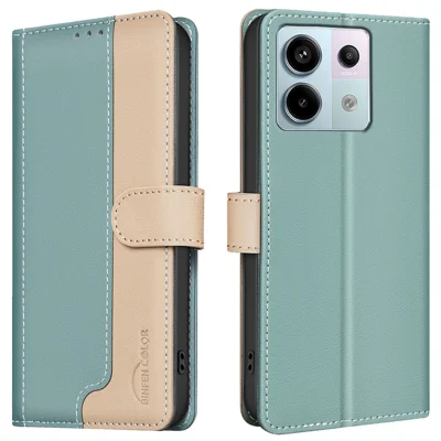BINFEN COLOR BF33 For Xiaomi Poco X6 5G / Redmi Note 13 Pro 5G Case Leather Stand Phone Cover - Green