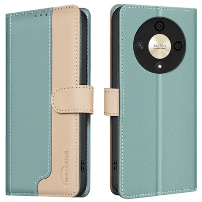 BINFEN COLOR BF33 For Honor Magic6 Lite 5G / X9b 5G Leather Case RFID Blocking Card Slots - Green
