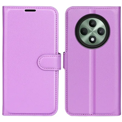 For Oppo Reno12 F 5G Phone Case Litchi Texture Anti-Drop Leather Wallet Cover - Purple