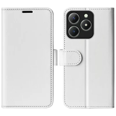 For Realme Note 60x 4G / C63 4G / C61 4G Wallet Case Crazy Horse Texture Leather Stand Phone Cover - White