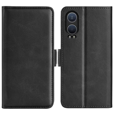 For OnePlus Nord CE4 Lite 5G / Oppo K12x 5G (China) Phone Case Calf Texture Leather Stand Wallet Cover - Black