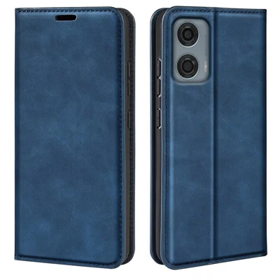 For Motorola Moto G24 Power Protective Case Skin-Touch Leather Wallet Phone Cover - Blue