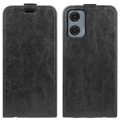 For Motorola Moto G24 Power Phone Case Vertical Flip Card Slots Leather Cover - Black