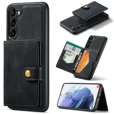 JEEHOOD J01 For Samsung Galaxy S23+ Case Leather Phone Back Cover Magnetic 2 in 1 Detachable - Black