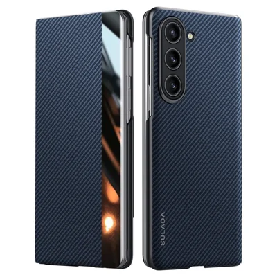 SULADA For Samsung Galaxy Z Fold6 5G Case Card Slot Leather Phone Cover Magnetic Wireless Charging - Blue