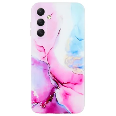 For Samsung Galaxy S24 FE Case Flexible TPU Marble Pattern Phone Cover - Pink  /  Blue