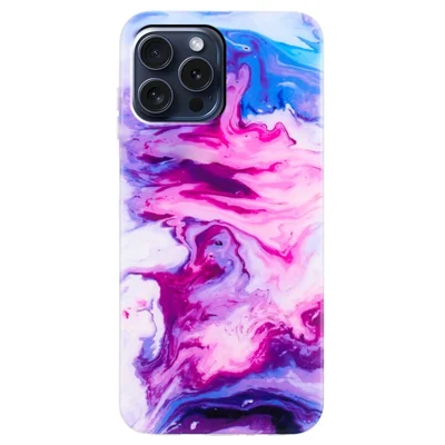 For iPhone 16 Pro Max TPU Case Marble Pattern Printing Mobile Phone Back Cover - Rose