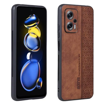 AZNS for Xiaomi Redmi Note 11T Pro 5G / Note 11T Pro+ 5G / Poco X4 GT 5G / Redmi K50i 5G , Anti-scratch Phone Case Imprinted PU Leather+TPU Back Cover - Brown