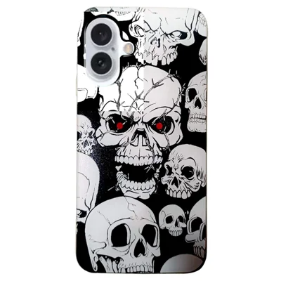 For iPhone 16 Case Pattern Printing TPU Cover Mobile Accessory   - Skull