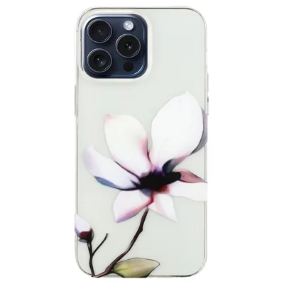 TPU-hoesje met patroon voor iPhone 16 Pro Max, beschermmontage telefoonhoes - Witte bloem
